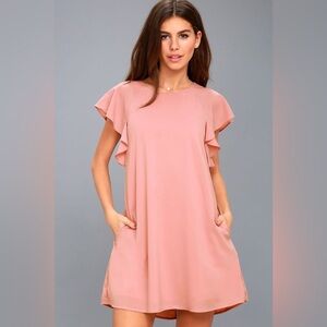 Lulus Lookin' Cute Mauve Pink Short Sleeve Shift Dress